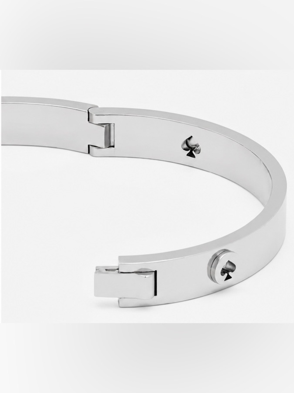 Kate Spade Spot The Spade Studded Hinged Bangle – Silver Tone Stainless Steel 🩶 - Picture 6 of 7